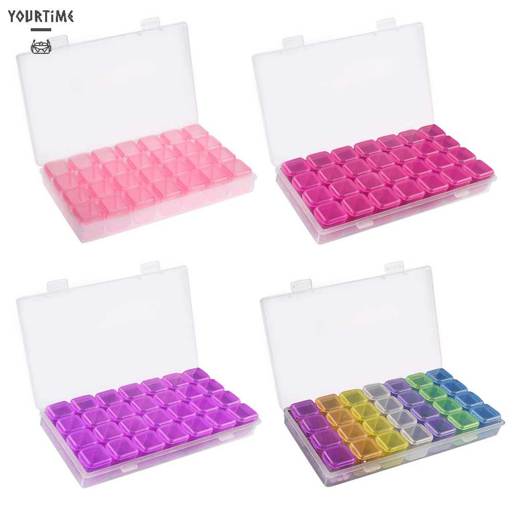 Hộp Nhựa 28 Ngăn Đựng Trang Sức / Phụ Kiện Làm Móng Nghệ Thuật