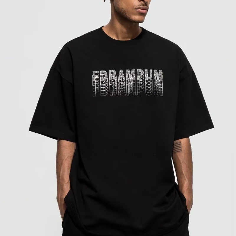 Áo Thun Tay Ngắn Dáng Rộng Đính Đá Phong Cách Đường Phố Mỹ Thời Trang Mùa Hè Cho Nam Và Nữ