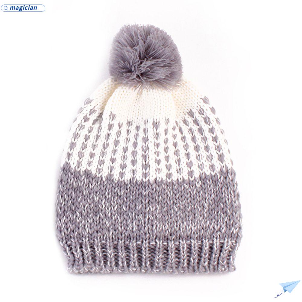 Mũ Len Trùm Đầu Đính Quả Bông Nhiều Màu Sắc Cho Bé