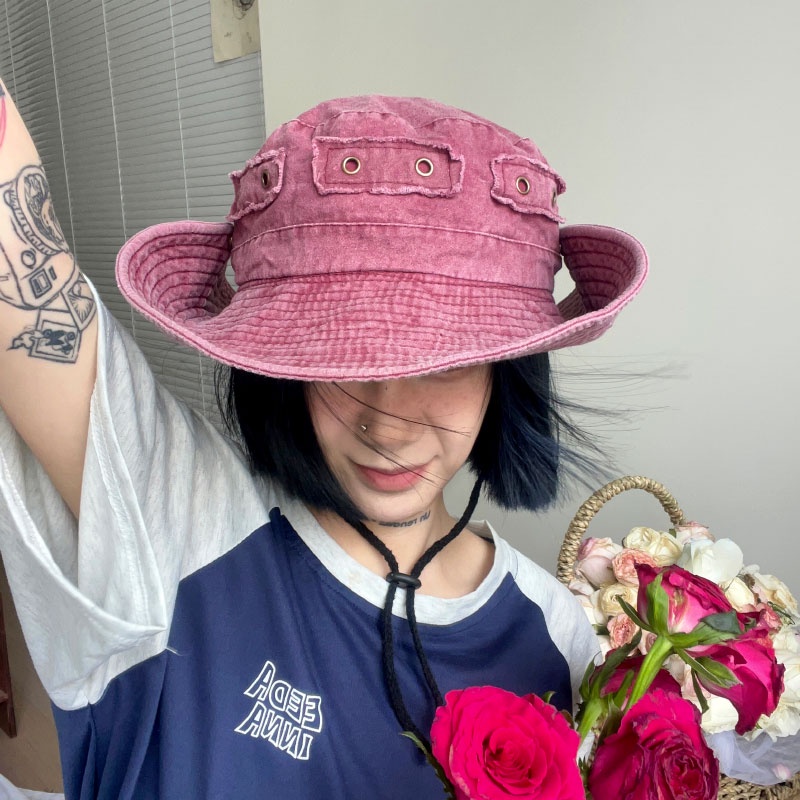 Nón Tai Bèo Vành Rộng Vải Cotton Chống Nắng Kiểu Mỹ Dễ Thương Cho Nữ