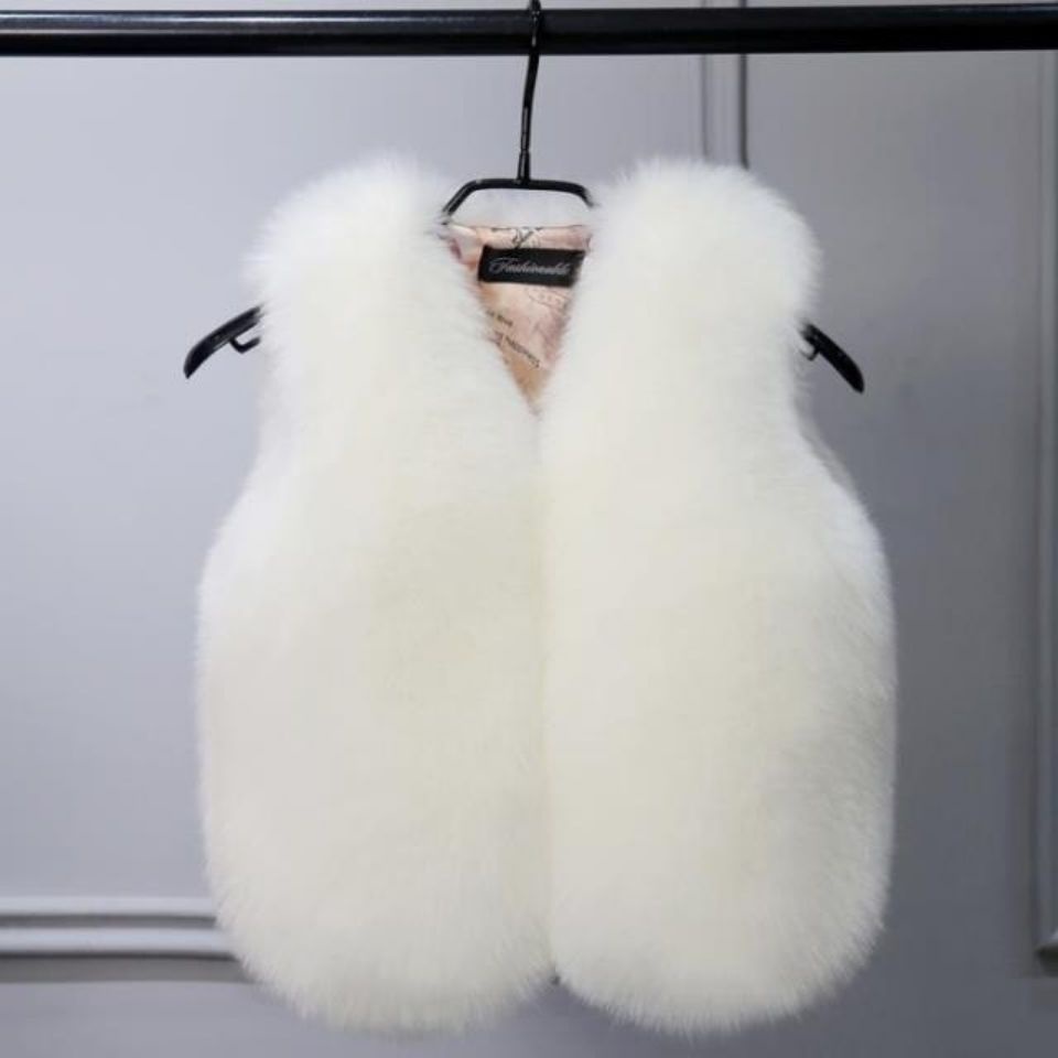 Áo Khoác Ghi Lê Giả Lông Cáo Dày Dặn Giữ Ấm Thời Trang Cho Bé Trai Và Gái