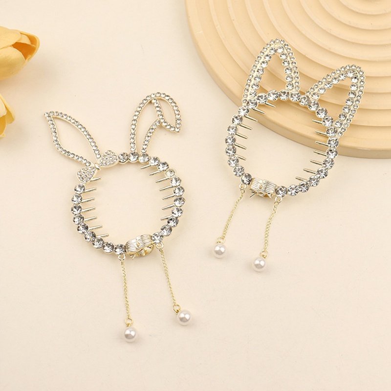Ygt Kẹp Tóc Đính Đá Hình Tai Thỏ Mèo Thời Trang Cho Nữ