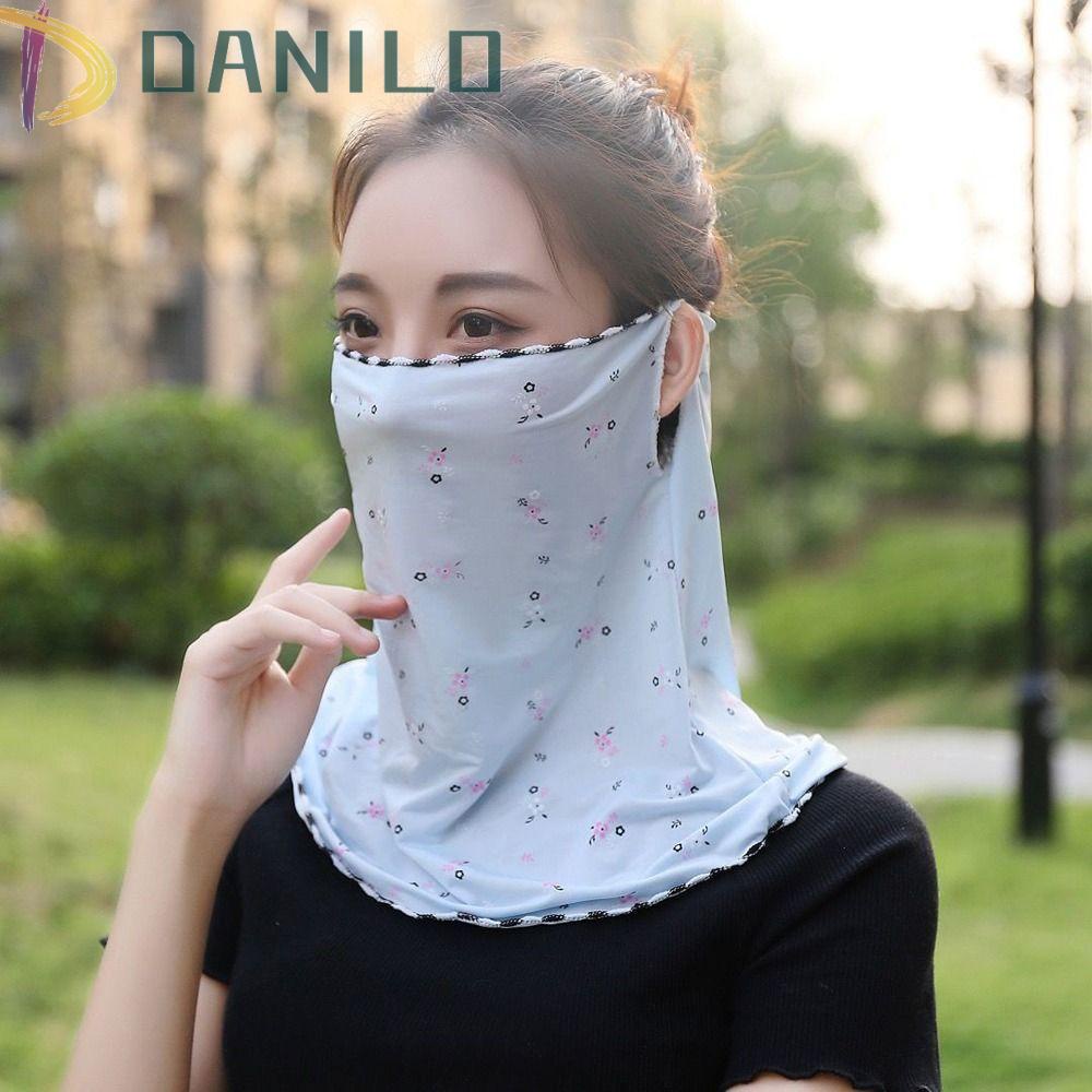 Khẩu Trang Chống Nắng Chống Tia UV Bằng Lụa Lạnh Kèm Tấm Che Mặt Và Cổ Hiệu DANILO