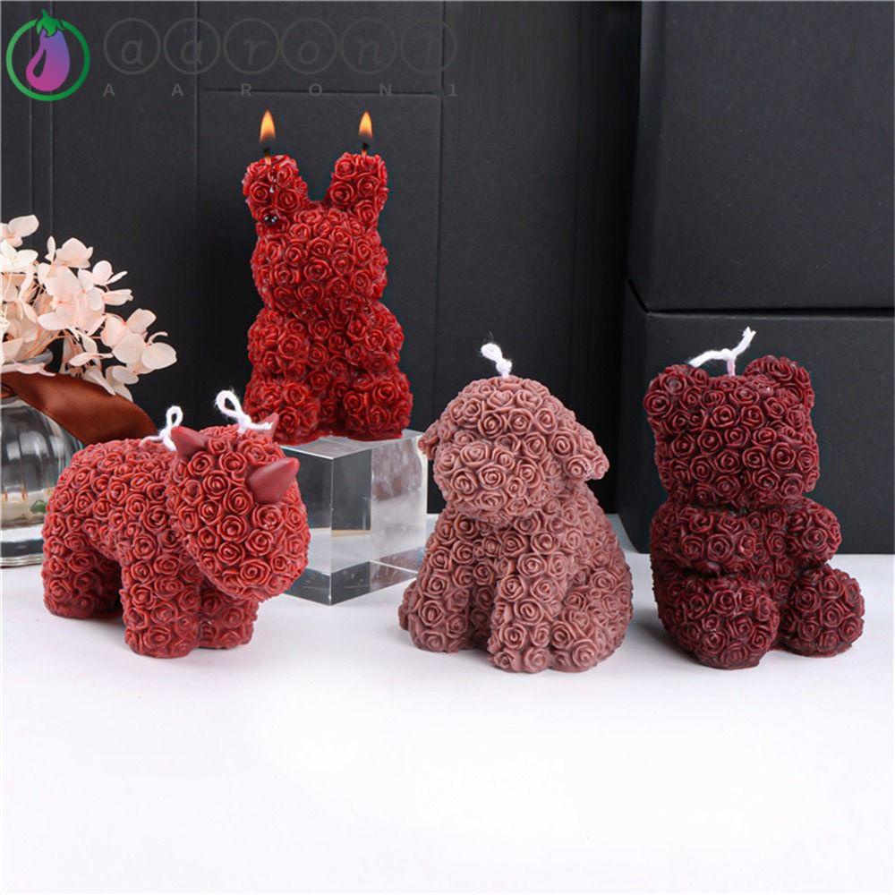 Khuôn Silicone Làm Nến Thơm Diy Hình Thỏ / Gấu Hoa Hồng An Toàn Cho Sức Khỏe AARON1