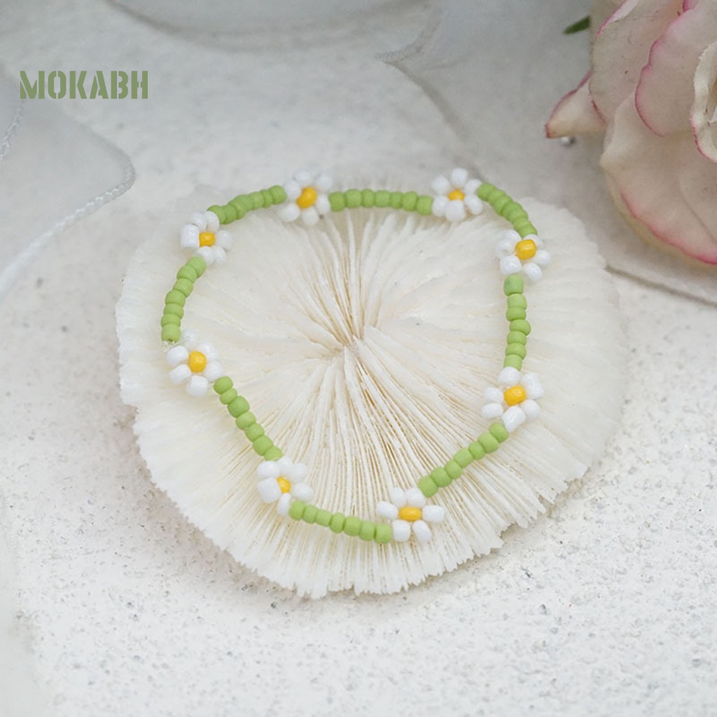 Vòng Đeo Tay Chuỗi Hạt Họa Tiết Hoa Tinh Tế Thời Trang Cho Nữ