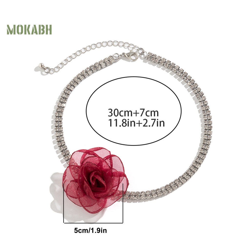 Vòng Cổ Choker Nối Dài Đính Đá Hình Hoa Hồng Lấp Lánh Có Thể Điều Chỉnh Cho Nữ