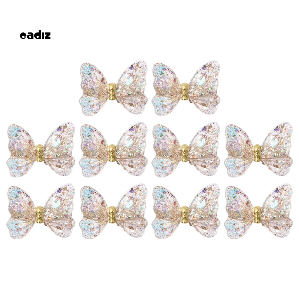 Set 10 Phụ Kiện Trang Trí Móng Tay Hình Bướm 3D Bằng Nhựa Resin DIY