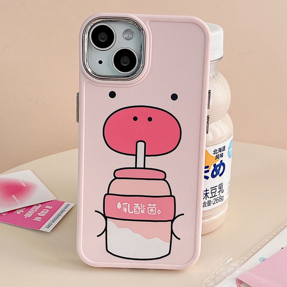 Ốp Điện Thoại TPU Mềm Chống Sốc Mạ Điện In Hình Heo Đơn Giản Cho IPhone 11 14 13 12 Pro Max