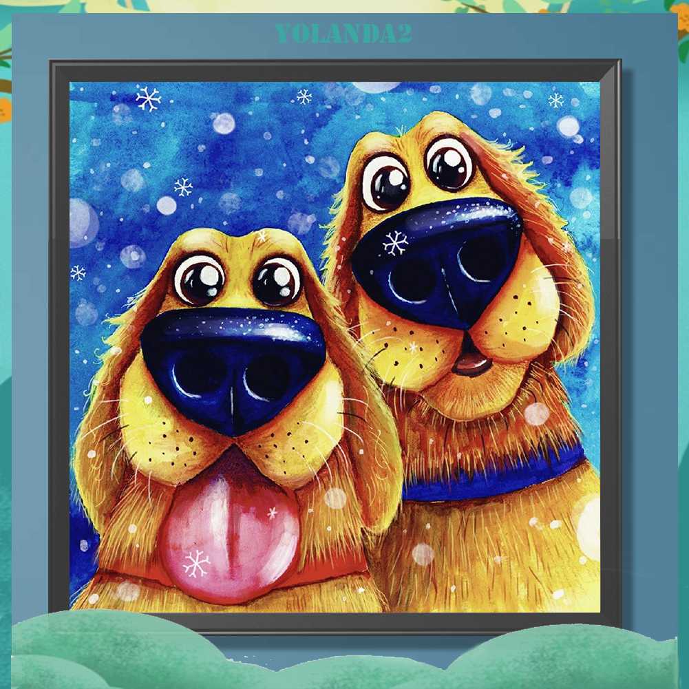 Tranh Đính Đá Kim Cương Toàn Bộ 5D DIY Hình Vẽ Chó Trang Trí Nhà Cửa