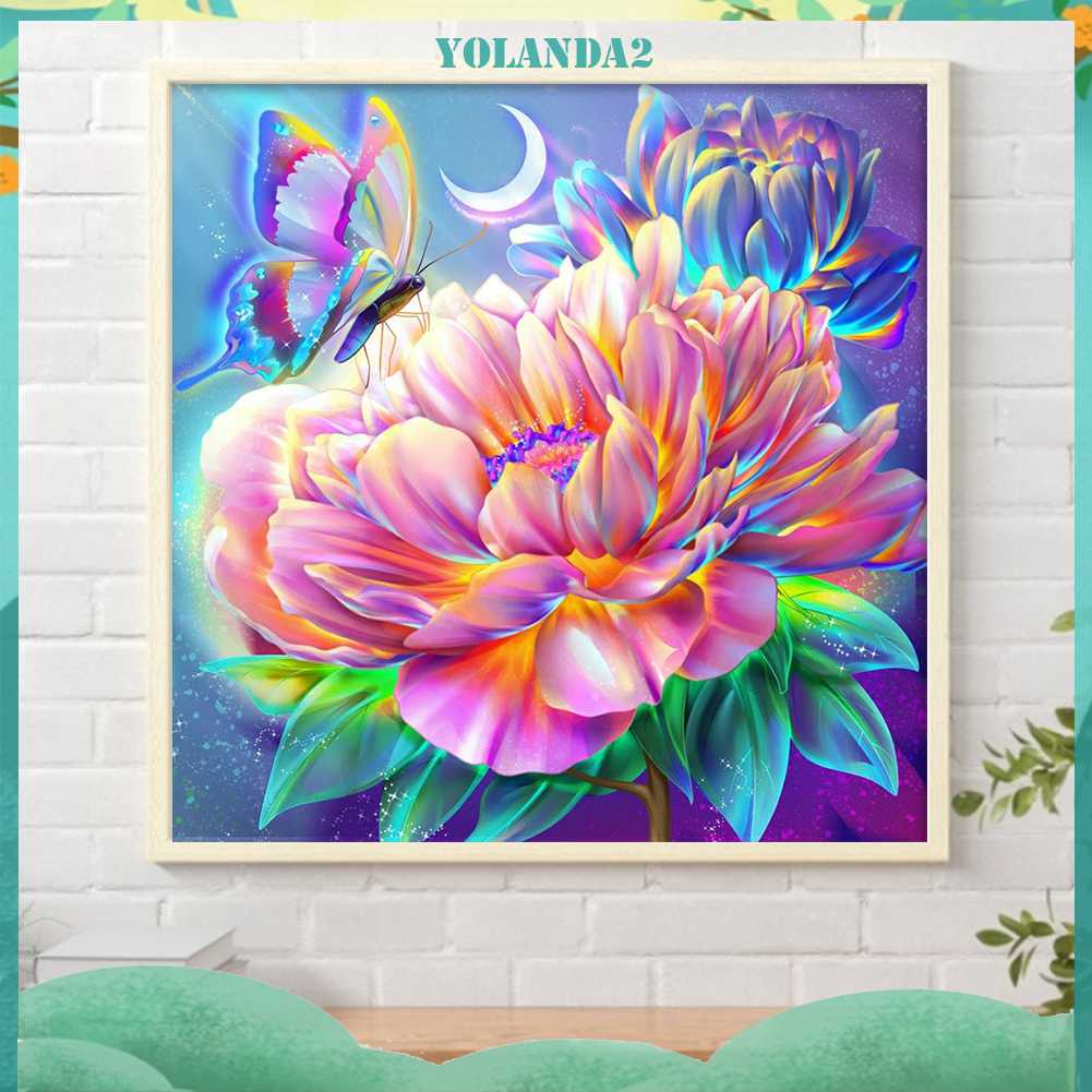 Tranh Đính Đá Kim Cương Toàn Bộ 5D DIY Hình Vẽ Hoa Trang Trí Nhà Cửa