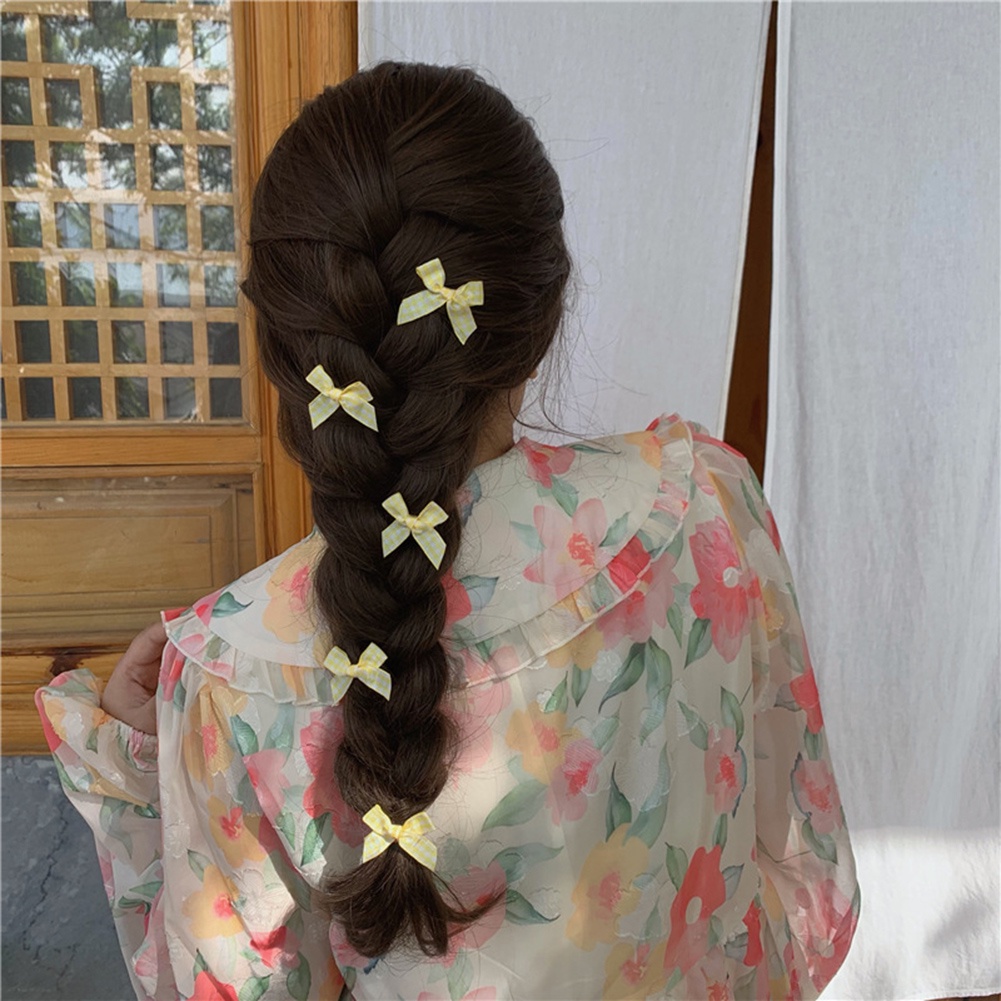 Set 5 Kẹp Tóc Nơ Nhỏ Họa Tiết Caro Dễ Thương Dành Cho Nữ