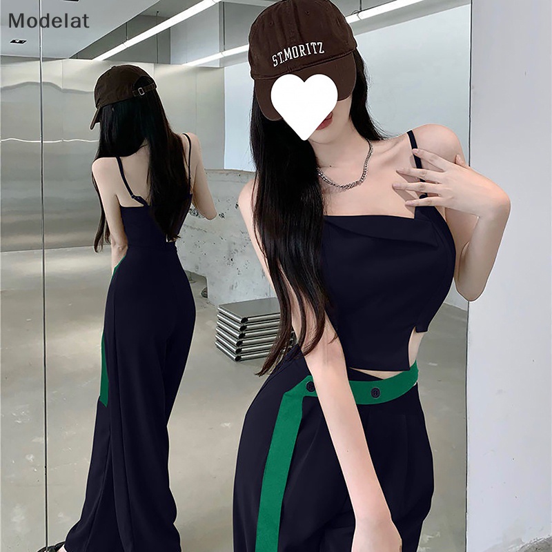 Bộ Áo Sát Nách + Quần Ống Rộng Lưng Cao Thời Trang 2023 Cho Nữ