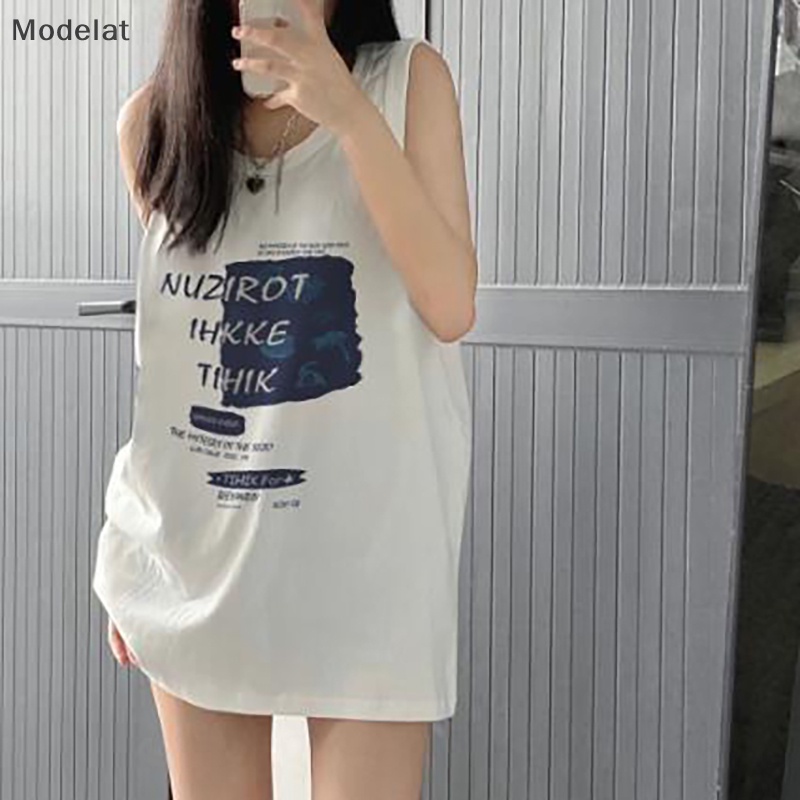 Áo Sát Nách Cổ Tròn Dáng Rộng In Họa Tiết Kiểu Retro Mỹ Thời Trang Mùa Hè Cho Bạn Gái