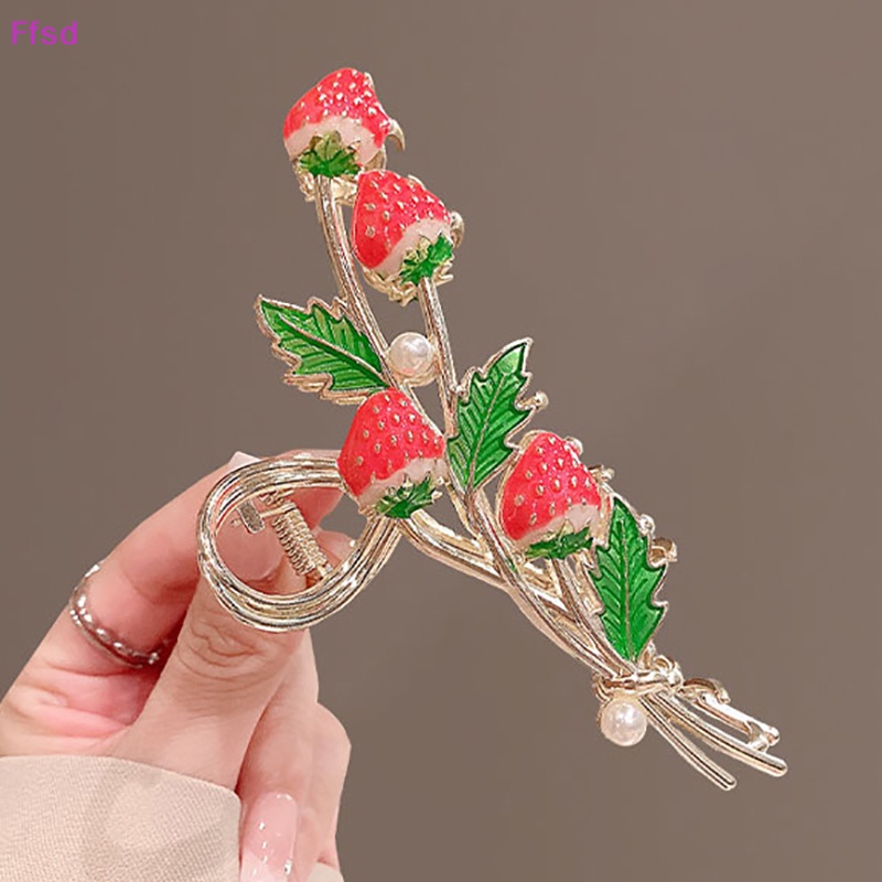 Kẹp Tóc Càng Cua Kim Loại Hình Trái Dâu Thời Trang Cho Nữ