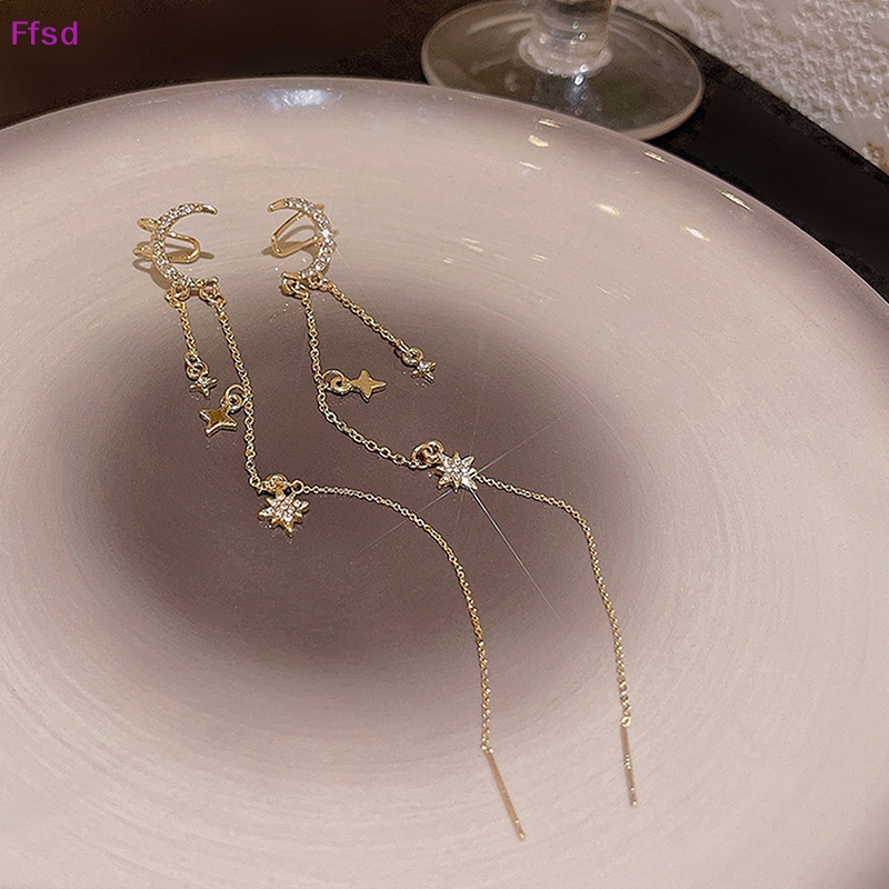 {Ffsd} Bông Tai Tua Rua Mặt Trăng Ngôi Sao Pha Lê Phong Cách Hàn Quốc Thời Trang Làm Quà Tặng Sinh Nhật Cho Nữ