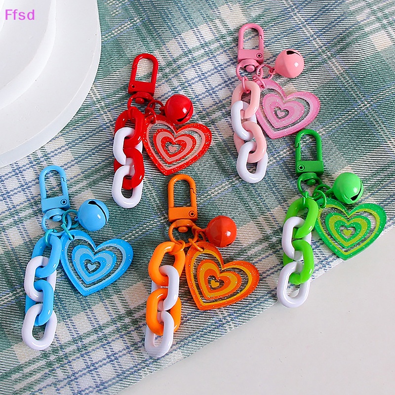 1 Móc Khóa Acrylic Hình Trái Tim Nhiều Màu Thời Trang