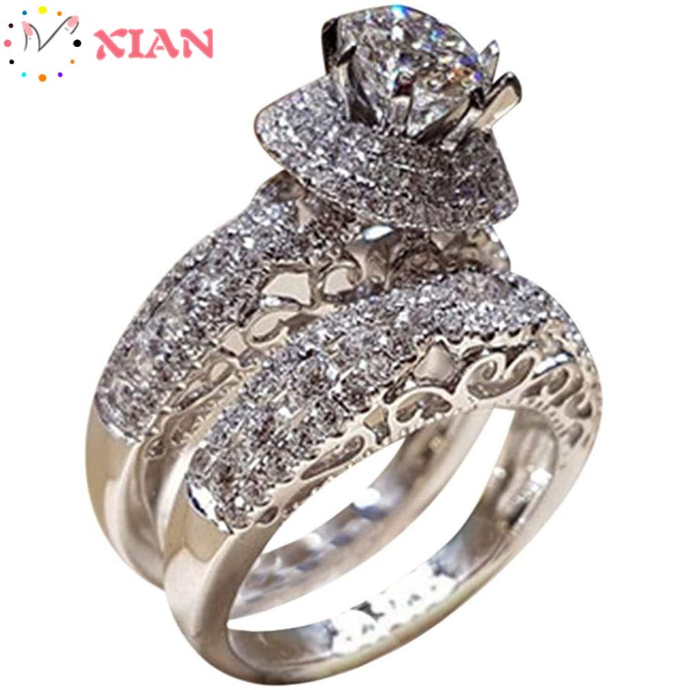 Set 2 Nhẫn Trang Sức Thanh Lịch Cho Nữ|Phụ Kiện Trang Sức Sang Trọng Cho Cặp Đôi