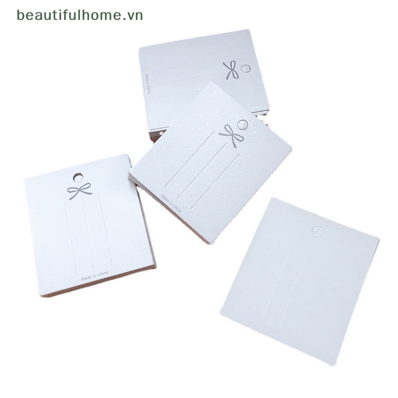 Bộ 50 Thẻ Giấy Gói Quà / Kẹp Tóc Màu Trắng