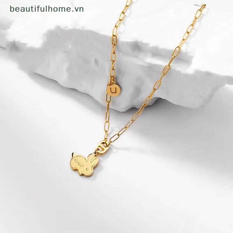 [beautifulhome] Vòng Cổ Choker Mặt Thỏ May Mắn Hoạt Hình Màu Vàng Kim Thời Trang Dành Cho Nữ [beauty]
