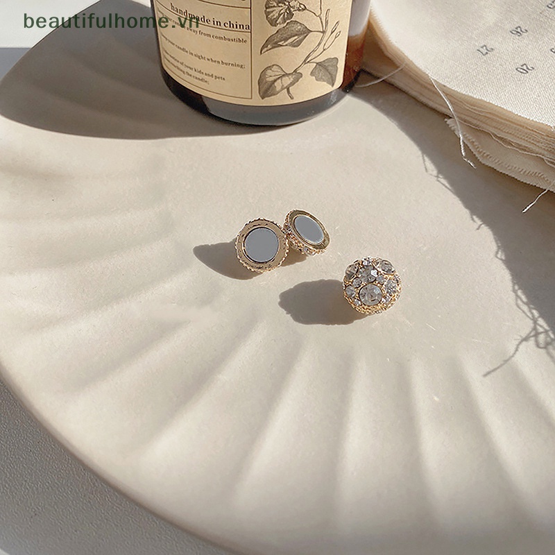 1 / 1 Cặp Bông Tai Nam Châm Đính Đá Zircon Màu Hồng Thiết Kế Thanh Lịch Sáng Tạo Cho Nữ