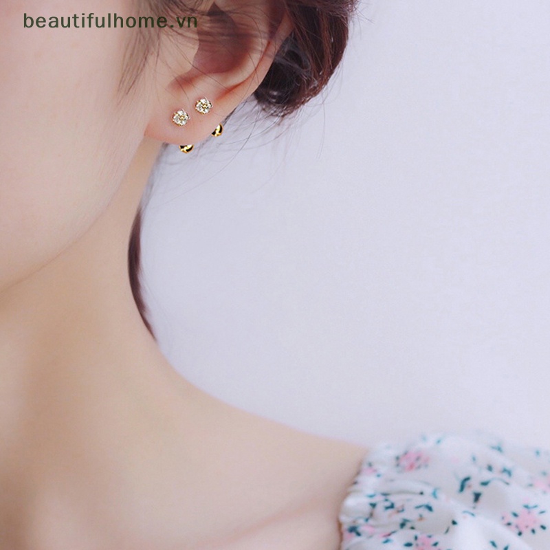 1 Đôi Bông Tai Hình Học Xoắn Ốc Đính Đá Zircon Thời Trang Cho Nữ