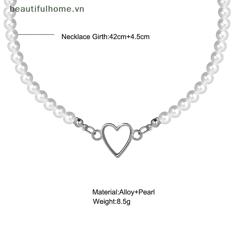 Vòng Cổ Choker Hạt Ngọc Trai Mặt Trái Tim Thanh Lịch Thời Trang Hàn Quốc Dành Cho Bạn Nữ [beauty]
