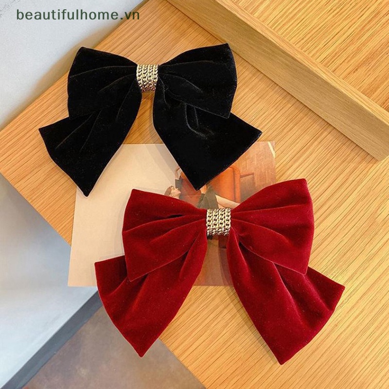 Kẹp Tóc Nơ Lớn Màu Đỏ Phong Cách Hàn Quốc Ngọt Ngào Cho Nữ [beauty]