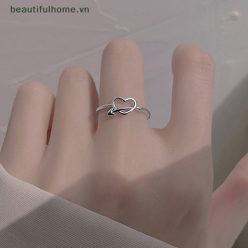 [beautifulhome] Nhẫn Cưới Hình Mũi Tên Tình Yêu Lãng Mạn Màu Bạc Tinh Tế Kích Thước Miễn Phí Cho Nữ Giới Anillos Bijoux [beauty]