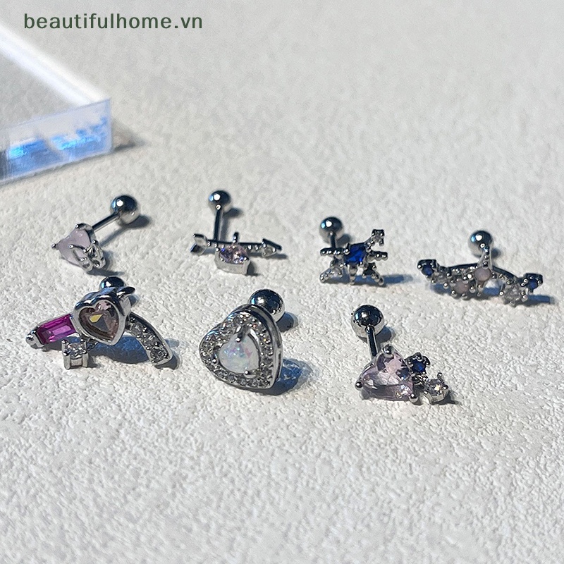 Bông Tai Hình Ngôi Sao / Trái Tim Đính Đá Zircon Dễ Thương Cho Nữ