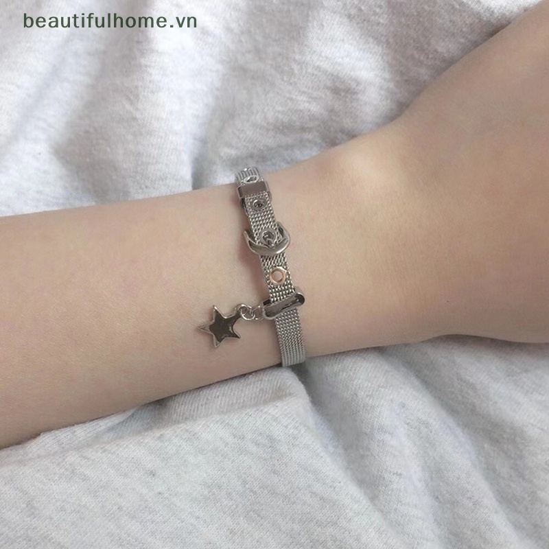[beautifulhome] Vòng Đeo Tay Y2k Phong Cách Punk Dễ Thương Cổ Điển Có Thể Điều Chỉnh Khóa Cài [beauty]