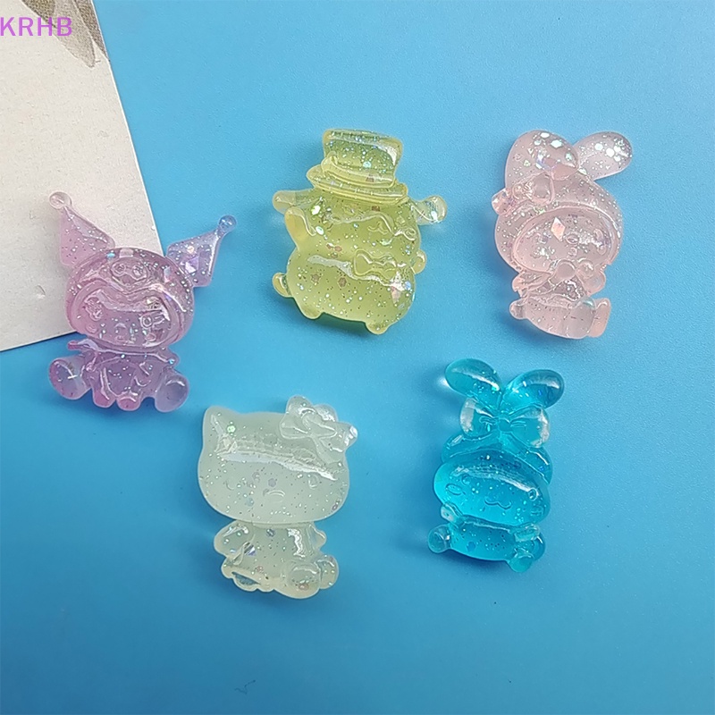 Set 10 Phụ Kiện Trang Sức Tự Làm Hình Cún Cinnamon Dạ Quang Kulomi Meimei Bằng Nhựa Resin Mới