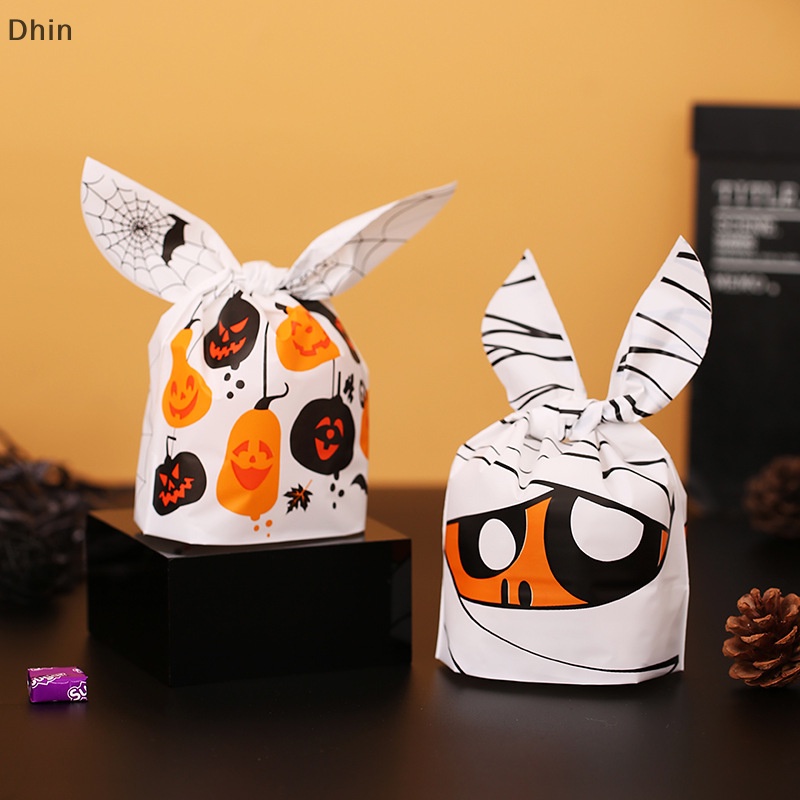 Bộ 50 Túi Nhựa Đựng Bánh Kẹo Thiết Kế Tai Thỏ Phong Cách Halloween