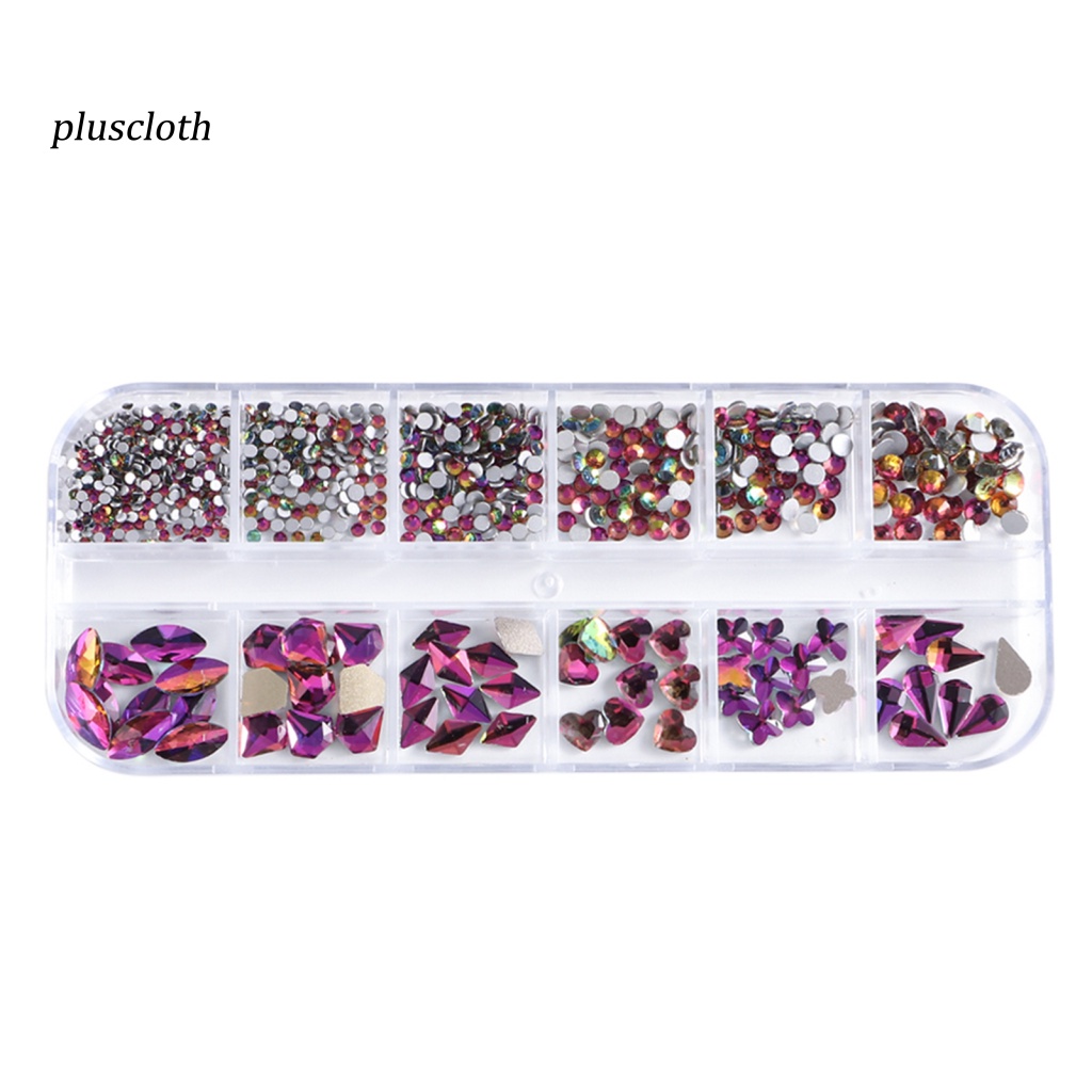 1 Hộp Hạt Nhựa 12 Ô Tạo Hiệu Ứng 3D Trang Trí Móng Tay