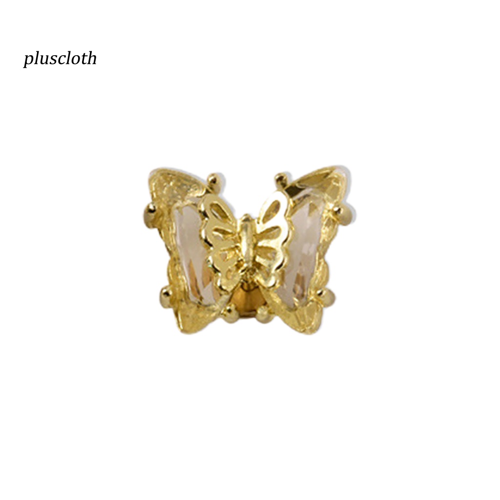 &lt; Plusclothing &gt; Phụ Kiện Trang Trí Móng Tay Nghệ Thuật Hình Bướm Pha Lê Lấp Lánh Có Thể Xoay