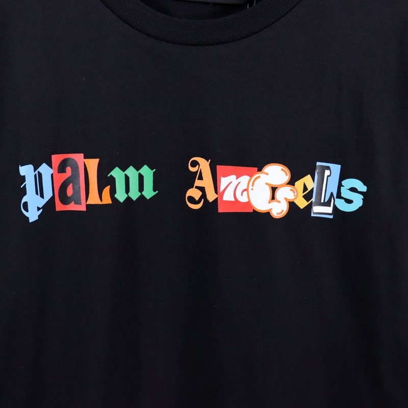Áo Thun Đen Dáng Rộng In Chữ Palm Angels 23SS Thời Trang Mùa Hè Cá Tính