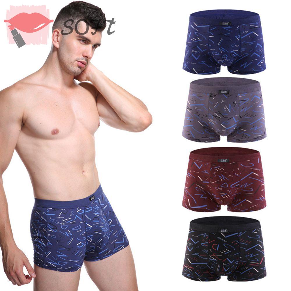 Bộ 4 Quần Lót Boxer In Họa Tiết Tinh Tế Thoải Mái Cho Nam