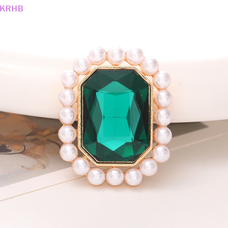 Krhb Phụ Kiện Trang Sức Khối Lập Phương Kim Loại Hình Vuông Đính Ngọc Trai Sáng Tạo Phong Cách Hàn Quốc Mới