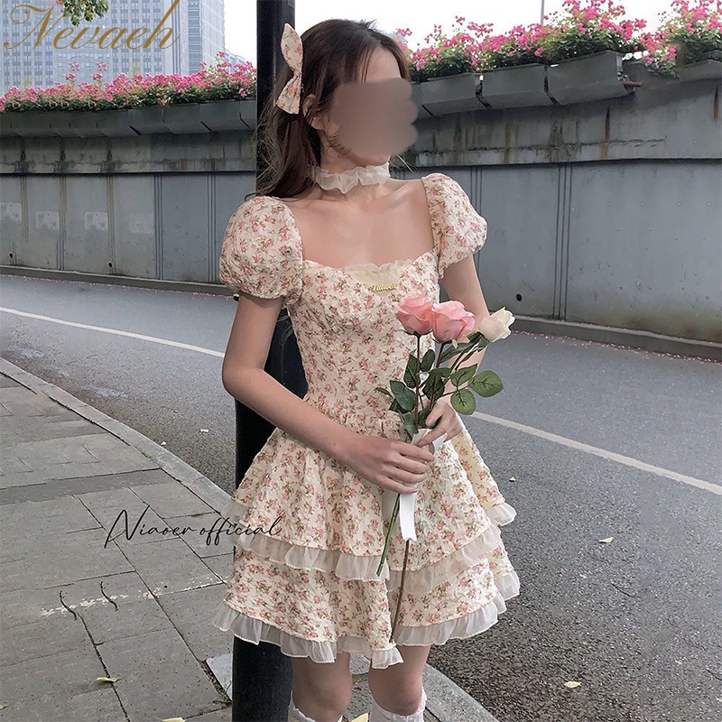 Đầm Hoa Dáng Ôm Hở Lưng Thắt Nơ Xinh Xắn Thời Trang Mùa Hè Cho Nữ