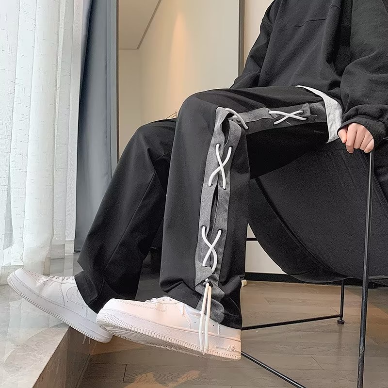 Quần Dài Ống Rộng Phối Màu Sắc Trẻ Trung Thời Trang Đường Phố Cho Nam