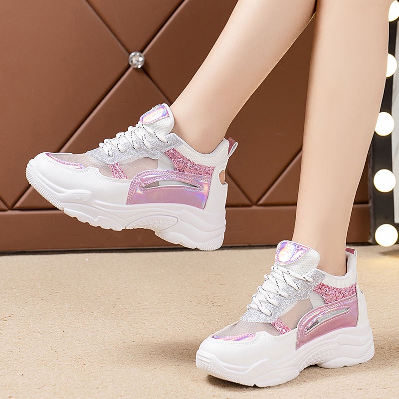 Giày Sneaker Đế Xuồng Dày Tăng Chiều Cao Phong Cách Mới Mùa Hè 2023 Cho Nữ
