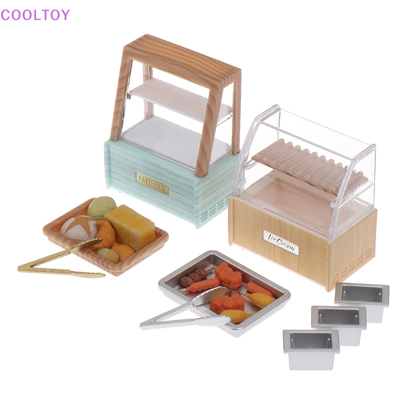 1 Set Mô Hình Tủ Trưng Bày Bánh Mì / Bánh Nướng BBQ / Xúc Xích Tỉ Lệ 1: 12 Trang Trí Nhà Búp Bê