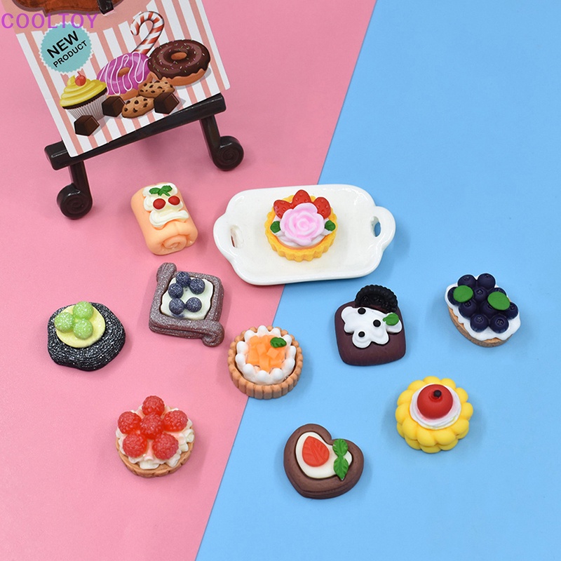 Set 10 Mô Hình Bánh Kem Tráng Miệng Trang Trí Nhà Búp Bê DIY