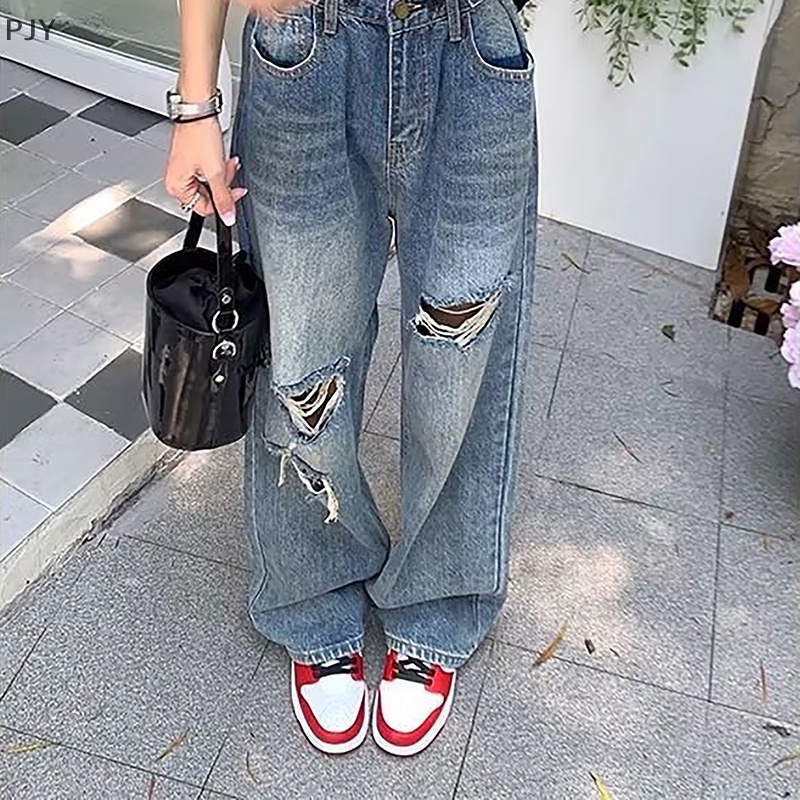 Quần Jeans Ống Rộng Phối Túi Thời Trang Harajuku Cho Nữ Yk2 PJ