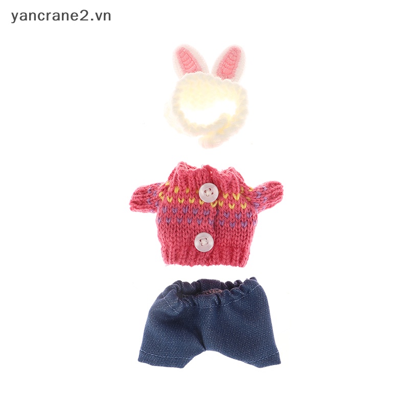Set Đồ Gồm Quần Short + Áo Sweater + Mũ Tai Thỏ Mini + Tai Thỏ Dành Cho Búp Bê 1 / 12 yancrane2.vn