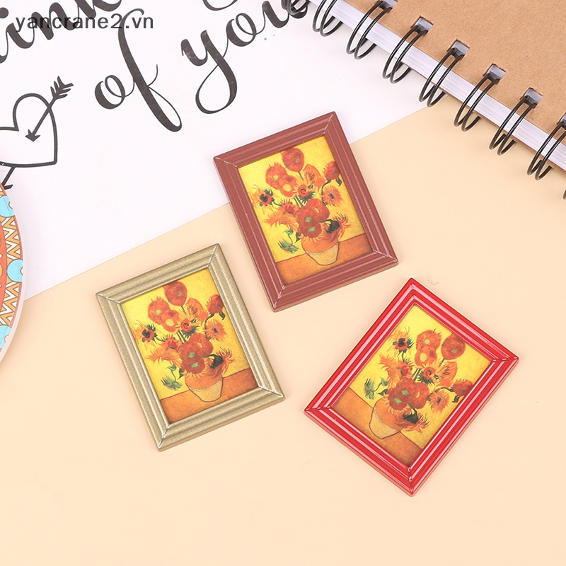 1 Bức Tranh Treo Tường Hình Hoa Hướng Dương Trang Trí Nhà Búp Bê Tỉ Lệ 1 / 12