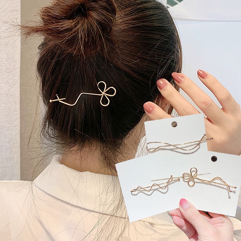 Kẹp Tóc Hình Học Bằng Kim Loại Màu Sắc Ngọt Ngào Cho Nữ