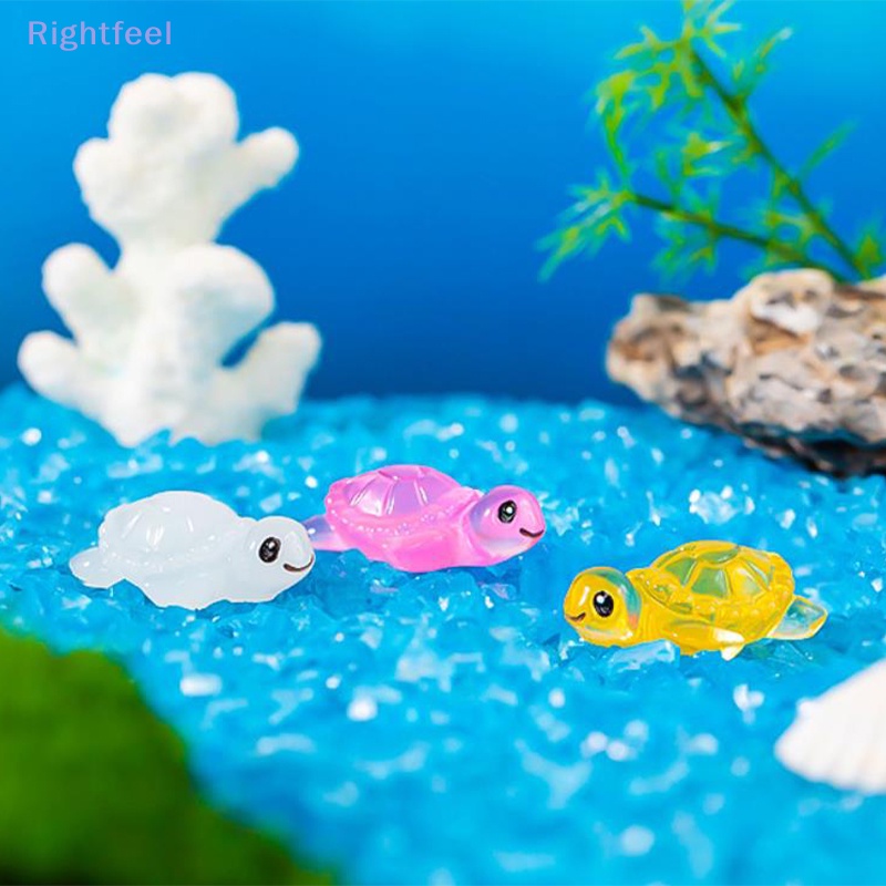 Set 2 Mô Hình Rùa Mini Bằng Nhựa Resin Dạ Quang Trang Trí Tiểu Cảnh / Xe Hơi Mới