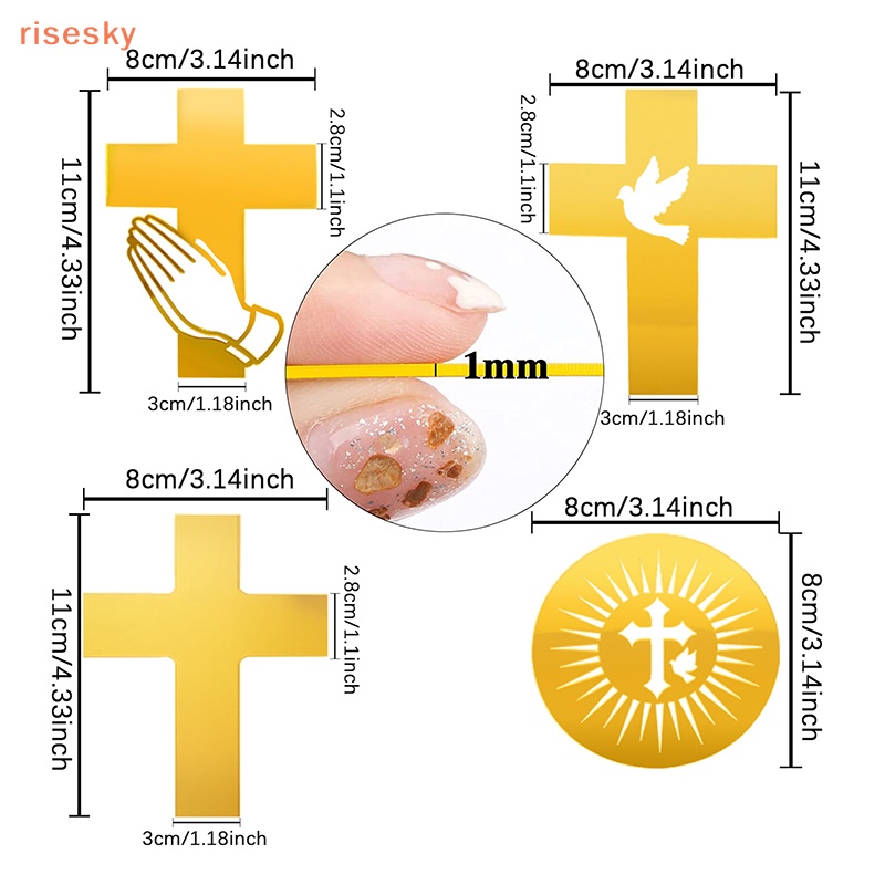 1 Topper Trang Trí Bánh Kem Hình Thánh Giá Bằng Acrylic