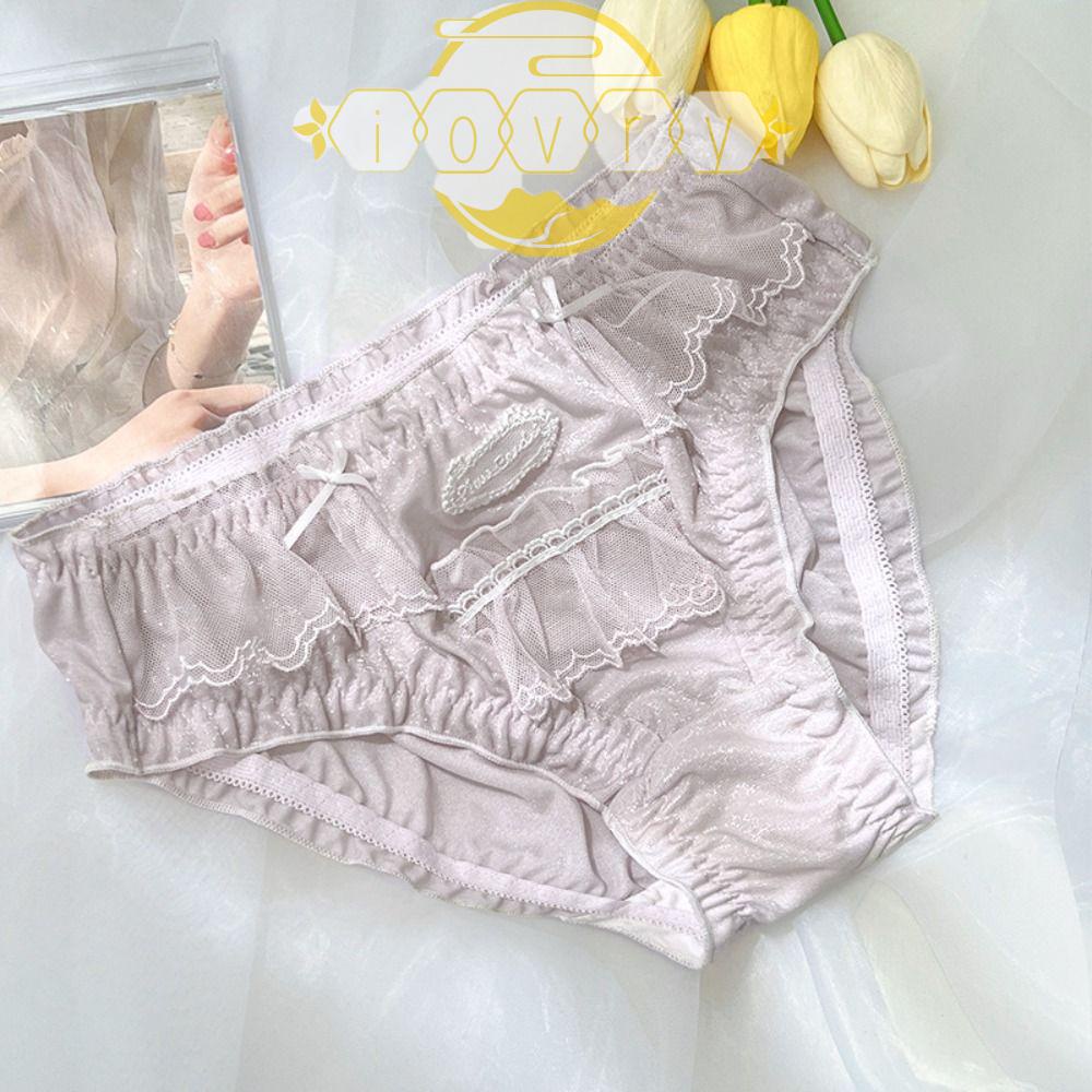Quần Lót Cotton Phối Ren Thoáng Khí Đính Nơ Màu Sắc Ngọt Ngào Xinh Xắn Cho Nữ