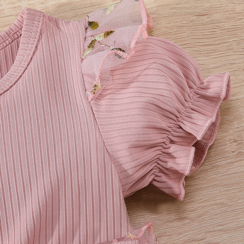 Đầm Xòe Công Chúa Bằng Vải Tuyn Tay Cộc Dành Cho Bé Gái 3-18 Tháng Tuổi